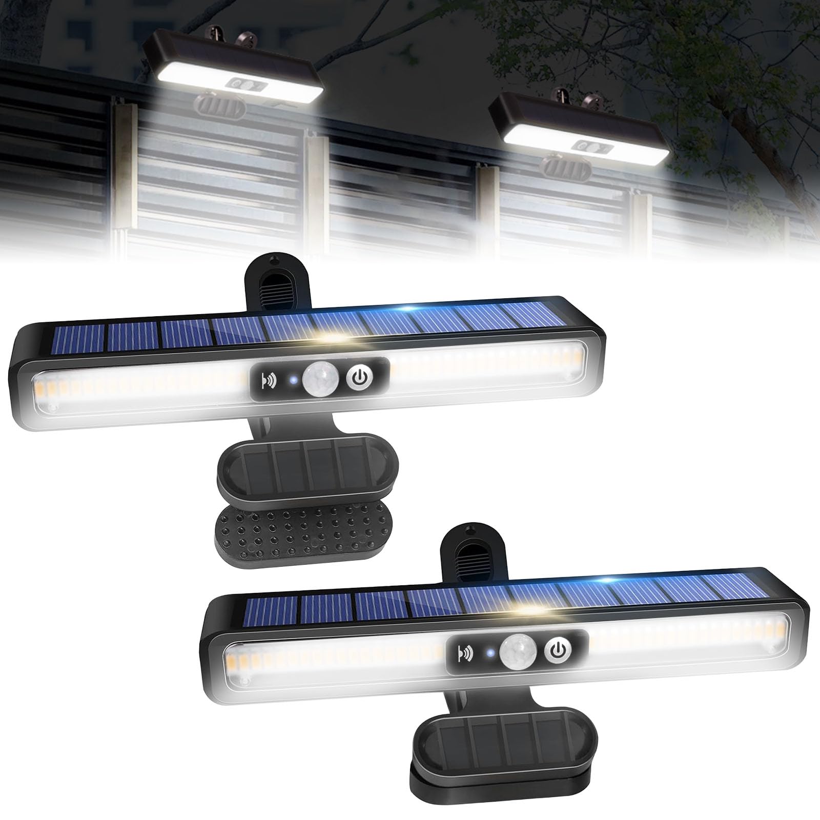 Acxilexy Solar Clip-On Lights Outdoor 2 Pack, 36 LED Motion Sensor Security Light with 3 Modes, 180Β° Wide Angle IP65 Waterproof Solar Wall Lamp for Fence, Garage, Garden, Patio
