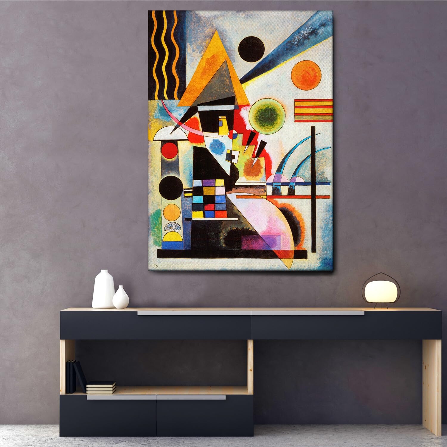 Giallobus - Quadro - Vassily Kandinsky - Oscillazione - Tela Canvas Telaio Standard - 100L x 140l cm - Pronto da appendere - Quadri moderni per la casa