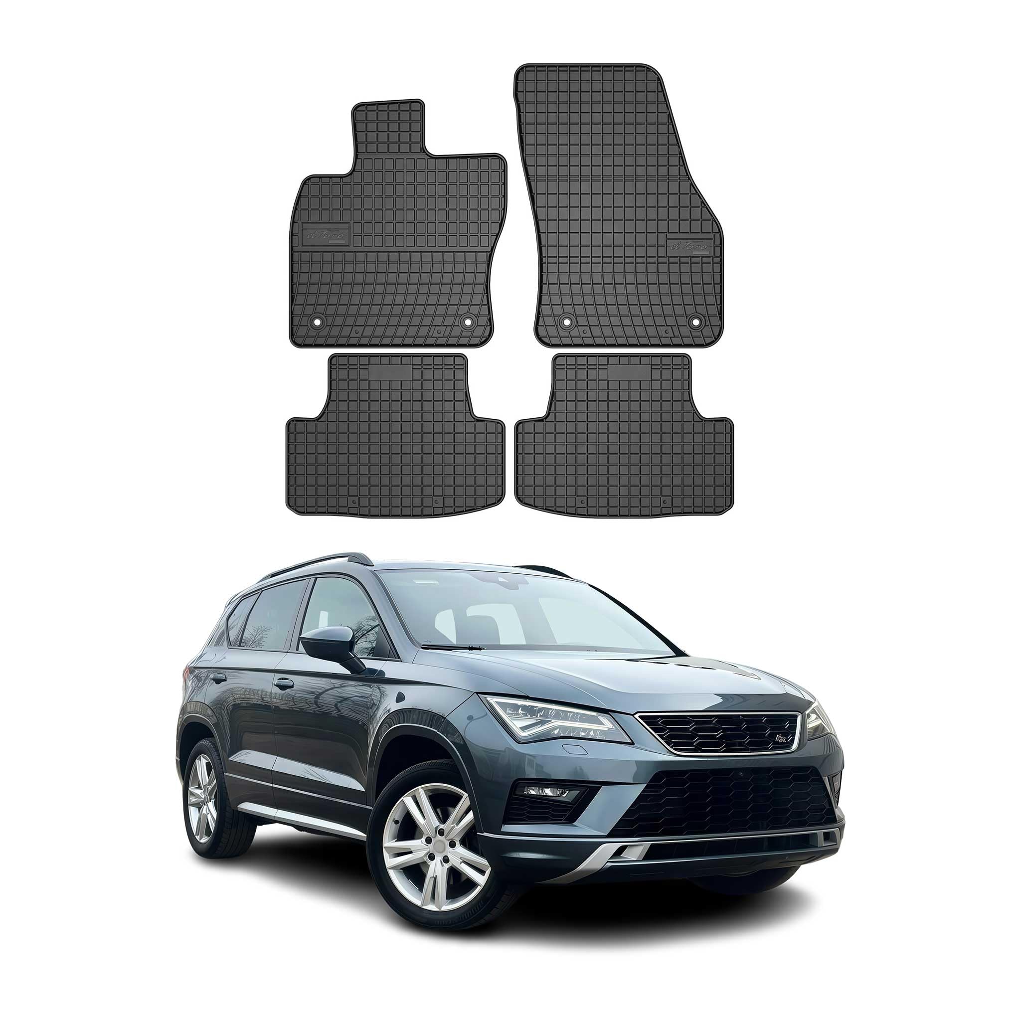 OMAC Tapis de Sol Compatible avec Seat Ateca 2016-2026 Caoutchouc Noir