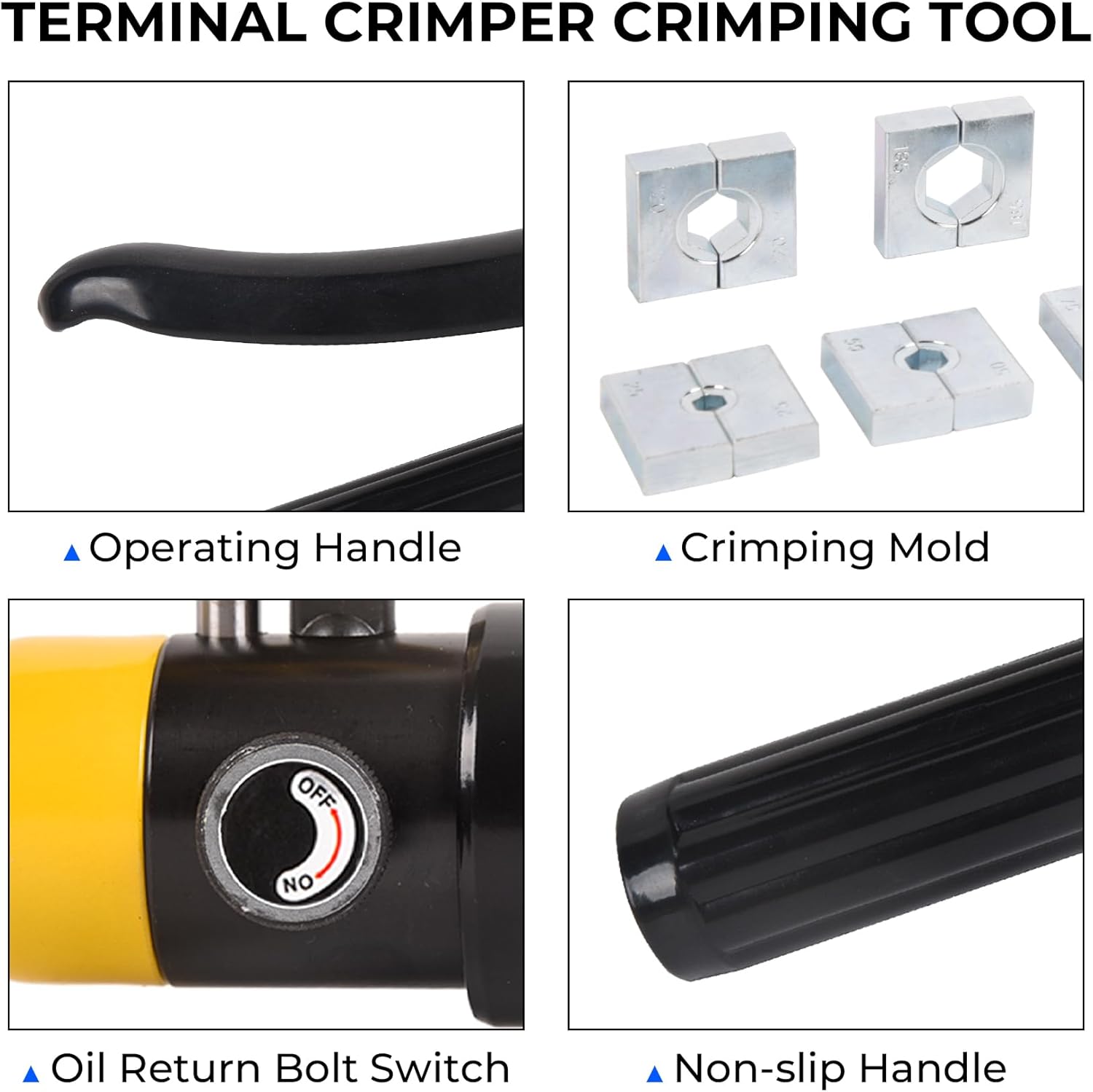 Doppy Hydraulic Crimping Hand Tool 10 Ton 12-2/0 AWG Wire Hydraulic Crimping Tool Set Cable Lug Terminal Crimper