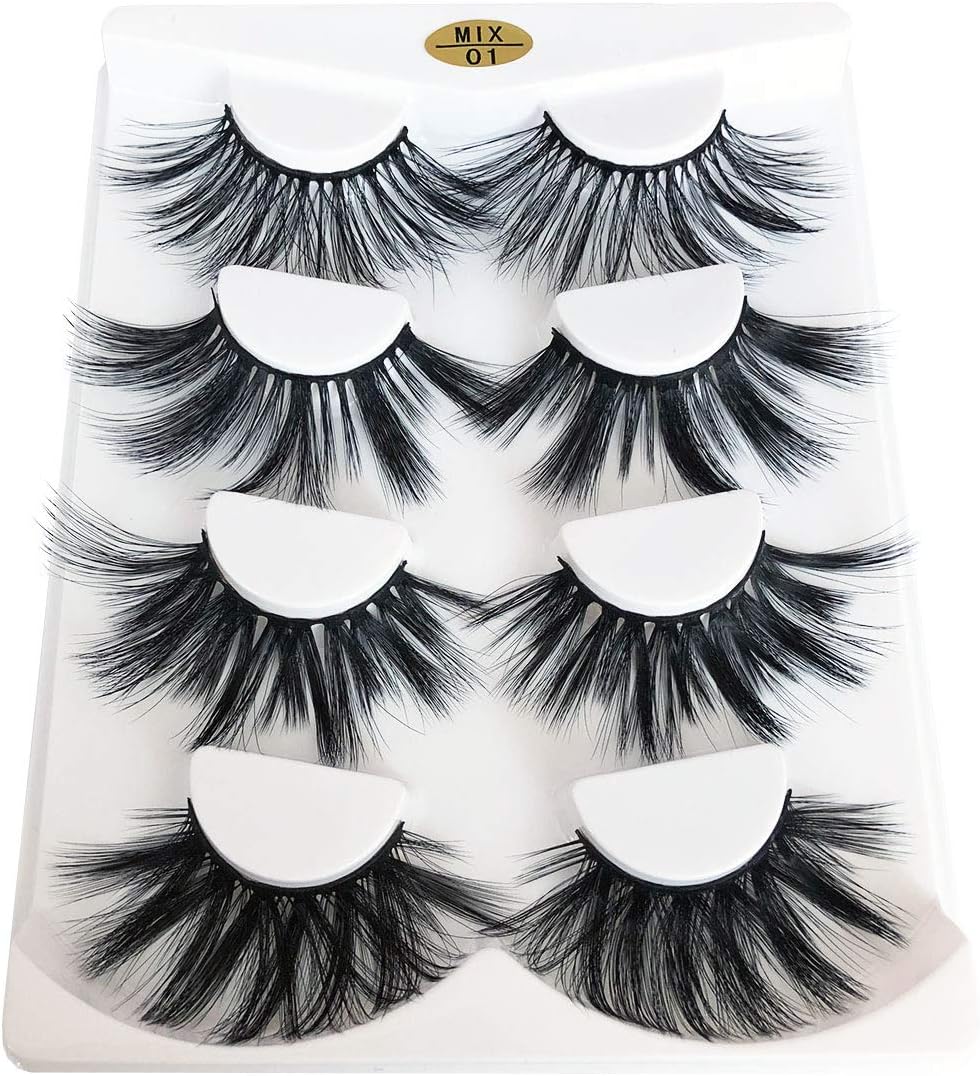 Mikiwi Lashes, 25mm Faux Mink Lashes, 6D Faux Mink Lashes, Faux Mink Eyelashes, Dramatic Lashes, 25mm Faux 3D Mink Eyelashes (6D4-MIX1)