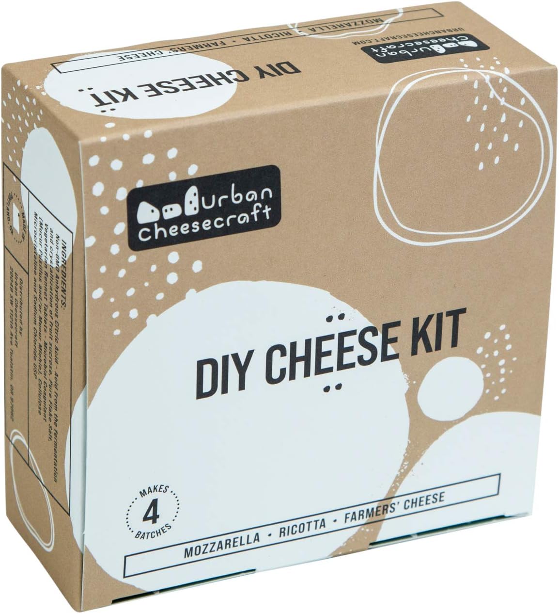 Cheese Making Kit - Mozzarella, Ricotta & Farmers' - 4 Batches, Make Cheese in 1 Hour, Vegetarian Rennet, Great Gift for Cooks, Keto Diet