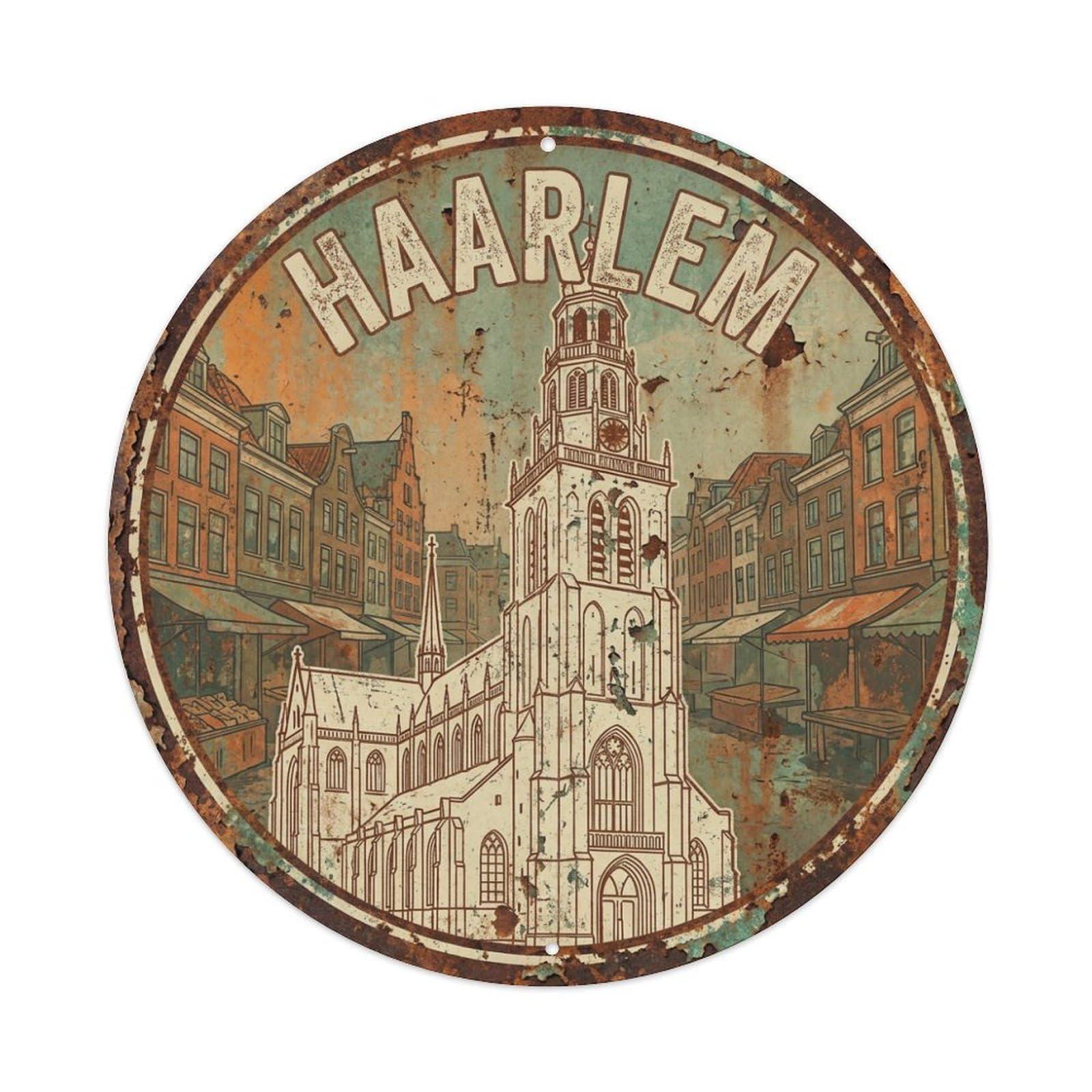 Metal Tin Sign Retro Travel Netherlands Haarlem