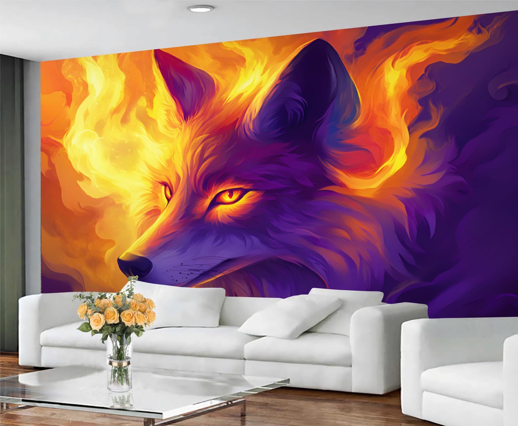 GIVLWF Wallpaper - Fantasy Fox Home Decor & Mural, Self Adhesive Wallpaper for Living Room, Abstract Animal Wall Mural, Mysterious Fox Bedroom Wall Paper, Peel and Stick โ image 1