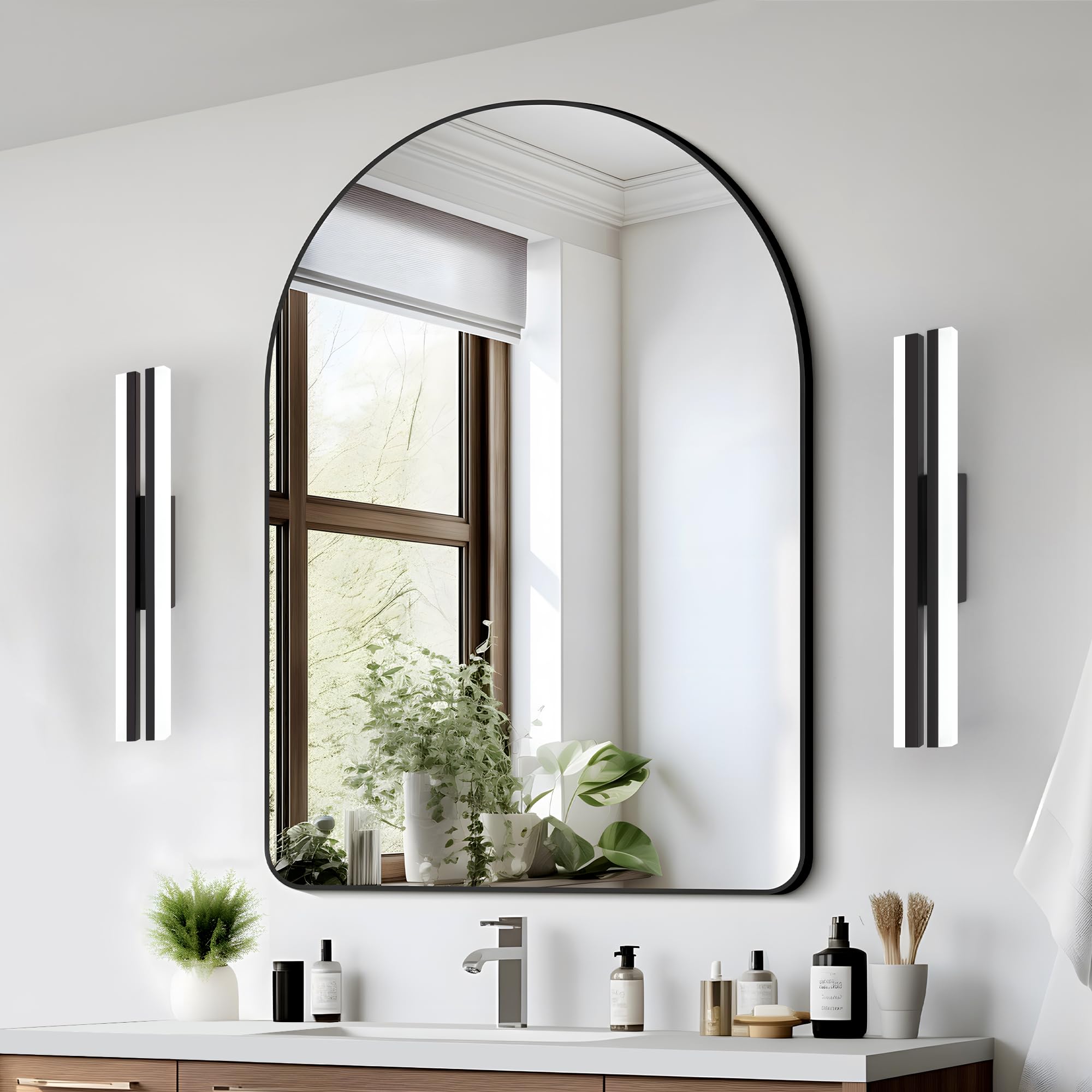 40cm super brillante luces del espejo del baño, 12W LED luces de la pared de la tabla de lavado, luces de la pared del cuadro de la sala de estar, 6000K negro mate IP44