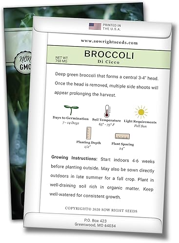 Miniatura 2 de Sow Right Seeds - Di Cicco Semillas de brócoli para plantar - Paquete de reliquia sin OMG con instrucciones para plantar un huerto doméstico al aire