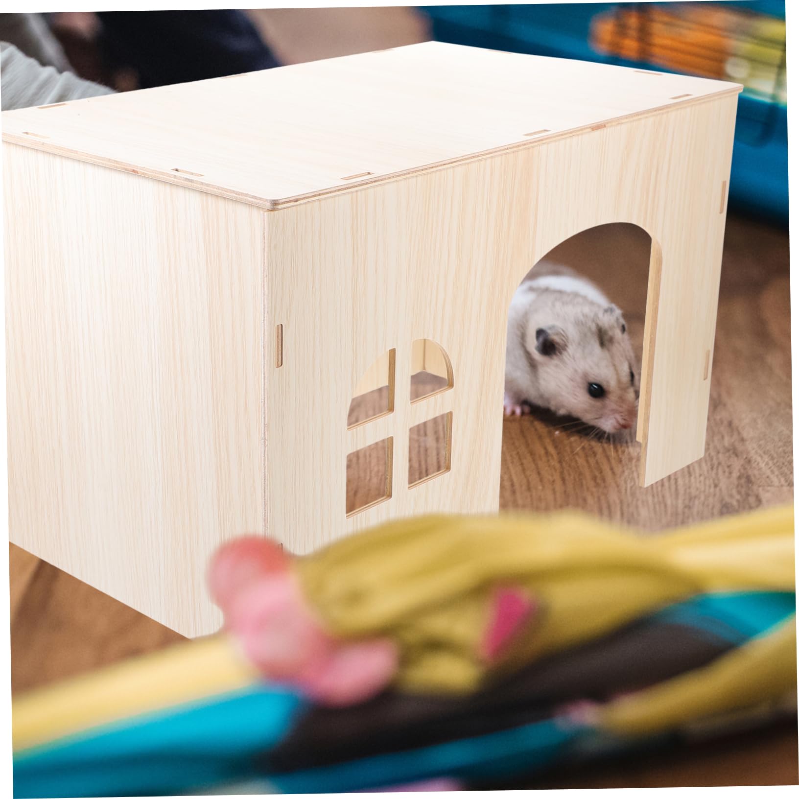 Mipcase Casetta in Legno Beige per Scoiattoli e Conigli Nido Robusto, Rifugio Sicuro e Accogliente per Piccoli Animali, in Gabbia