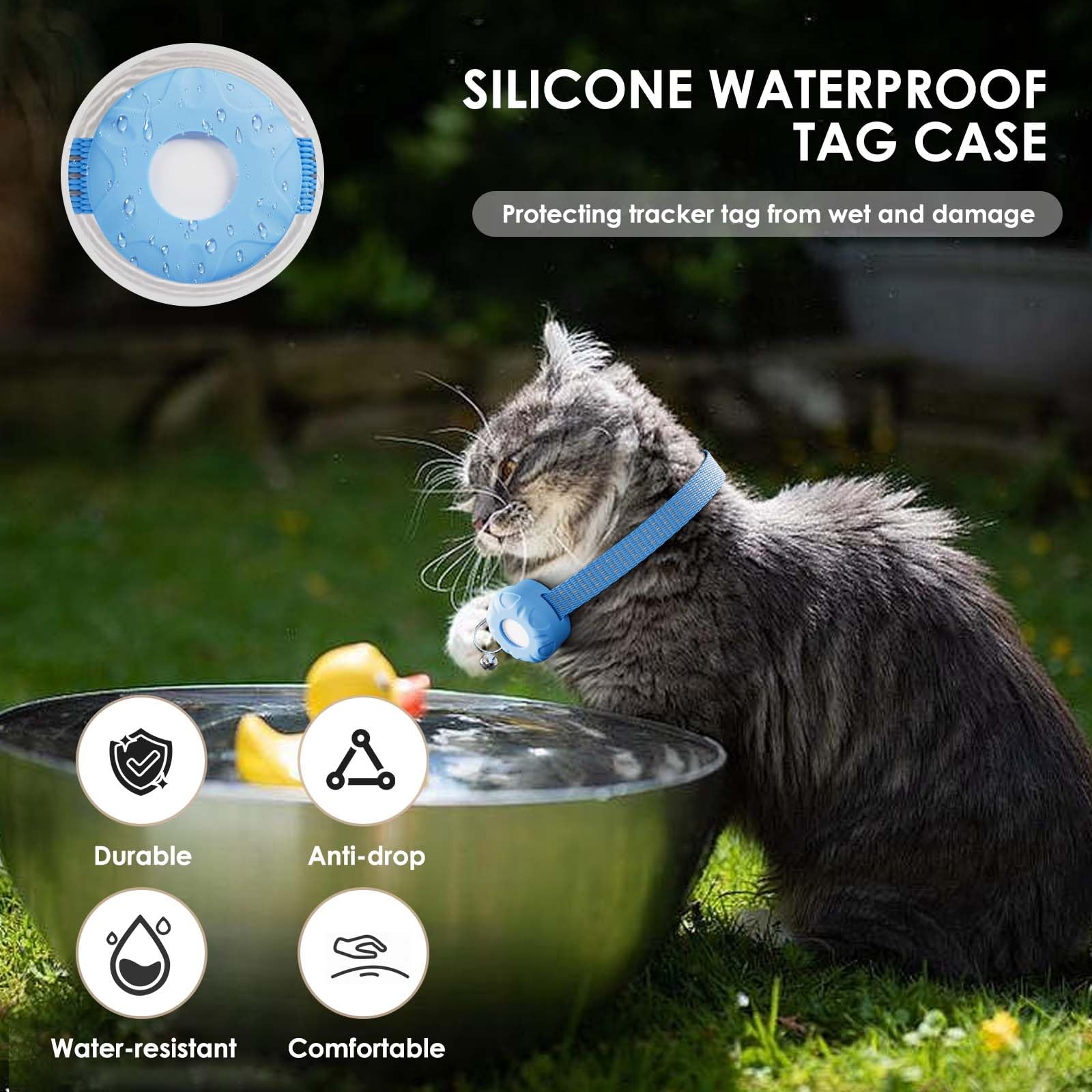 Traqueur GPS pour chat, compatible avec l'application Apple Find My (uniquement iOS), emplacement en temps réel, traqueur d'animaux de compagnie, aucun abonnement nécessaire, historique du territoire