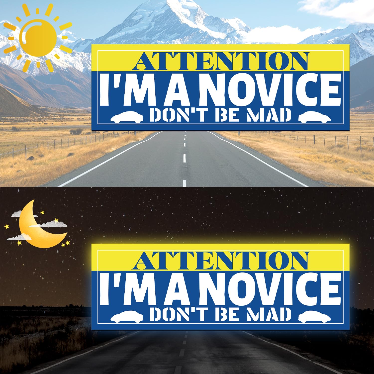 Novice Sticker Reflective Student Driver Magnet 4Pcs Novice Driver Bumper Stickers ...