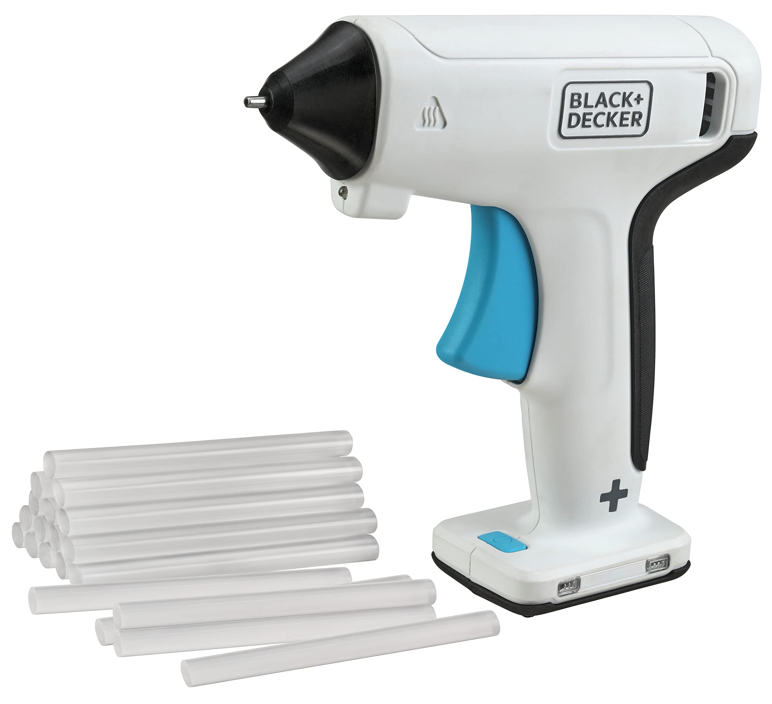 Cordless Glue Gun, 3.6V, Quick Heating 30 Sec, 25 Min Runtime, Non-Slip Handle, Self-Standing, LED Light, Portable, Includes 7mm Glue Stick & Type C USB Charging, Multi-Color - BCGL115-XJ
