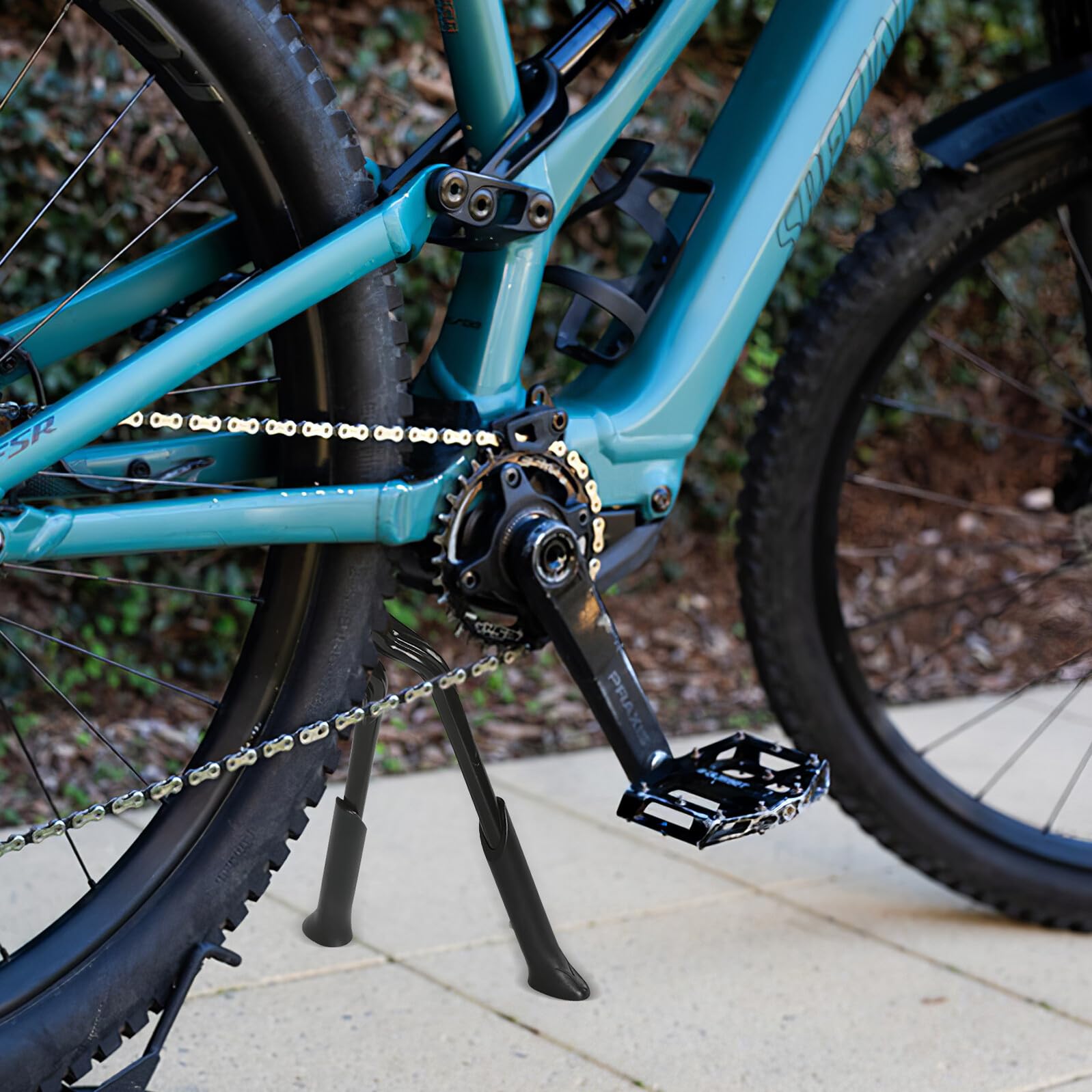 Cavalletto Bici Regolabile in Alluminio Doppio Supporto Pieghevole per Mountain e Bici da Corsa Stand Bike Salvaspazio Adatto Diversi Modelli