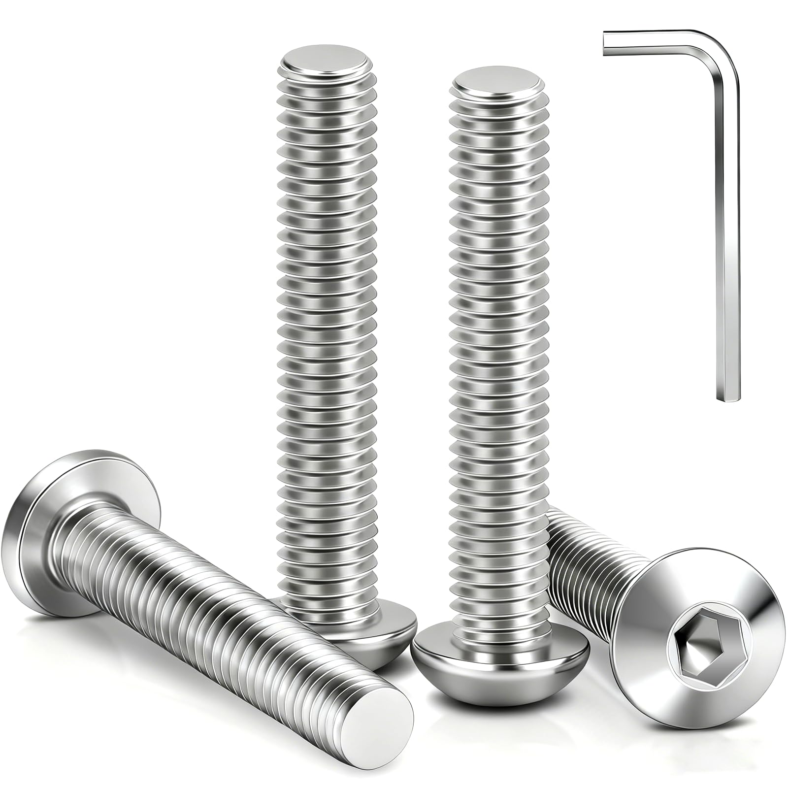 Furniture Connecting Bolts, M5 x30mm Hex Socket Head, Steel with Zinc Coating, for Bed Frame, Table, Shelf Assembly, DIY Furniture Projects, Includes Allen Key (Pack of 50)