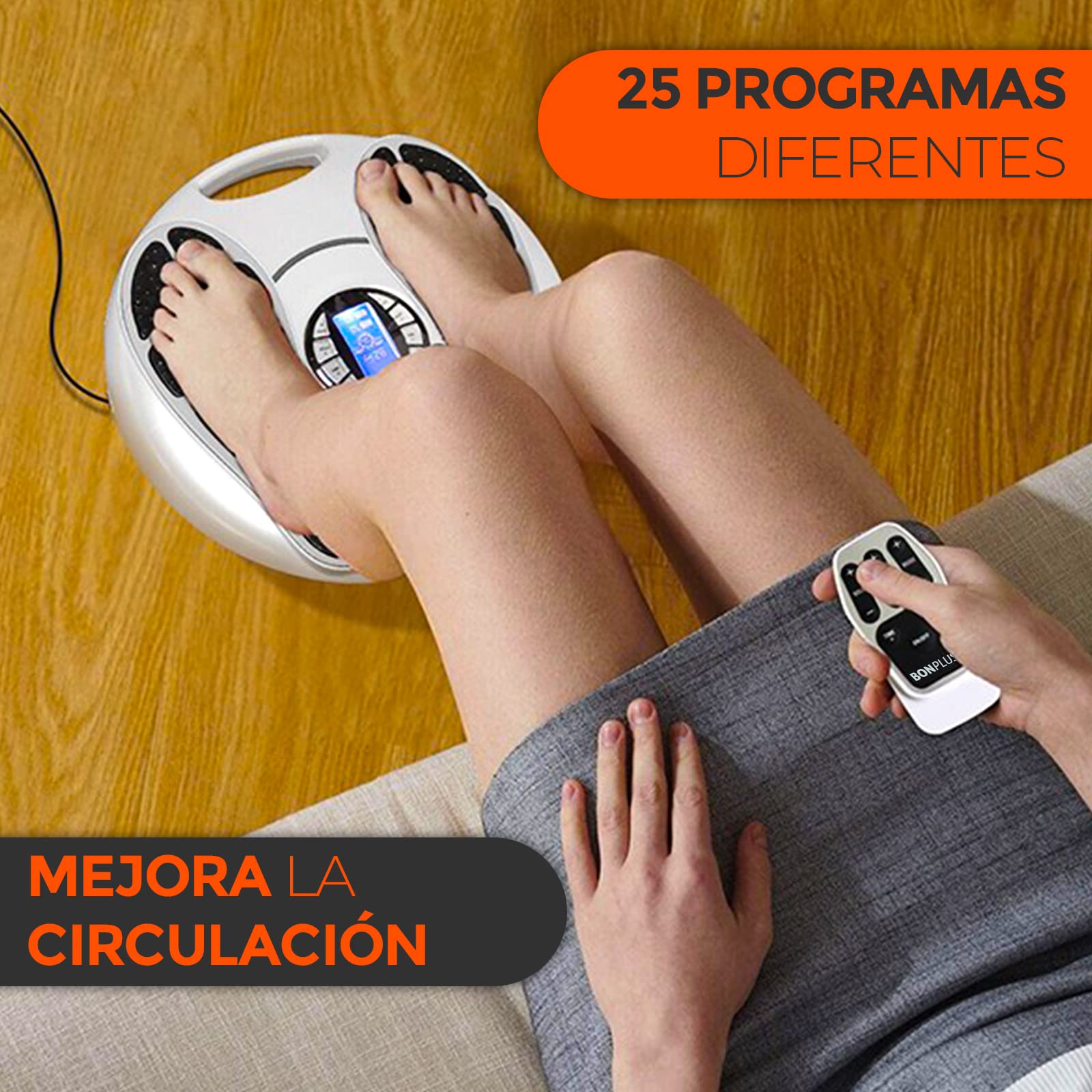 Estimulador Circulatorio de Impulsos Eléctrico, Masajeador de Pies con Electrodos, 99 Niveles de Intensidad, Control Remoto, Masajeador Electrico, Salud