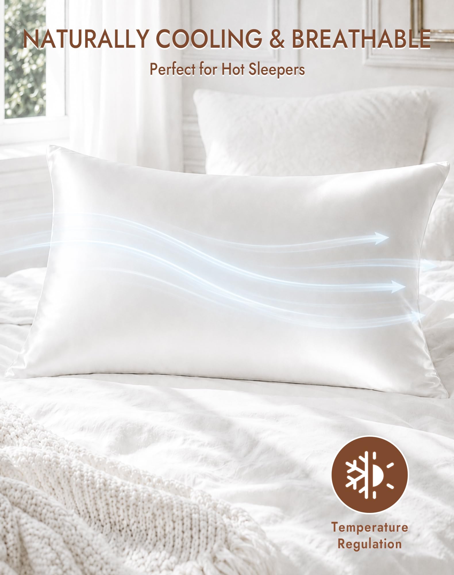 SilkSilky 100% Organic Mulberry Silk Pillow Cases for Hair & Skin Standard