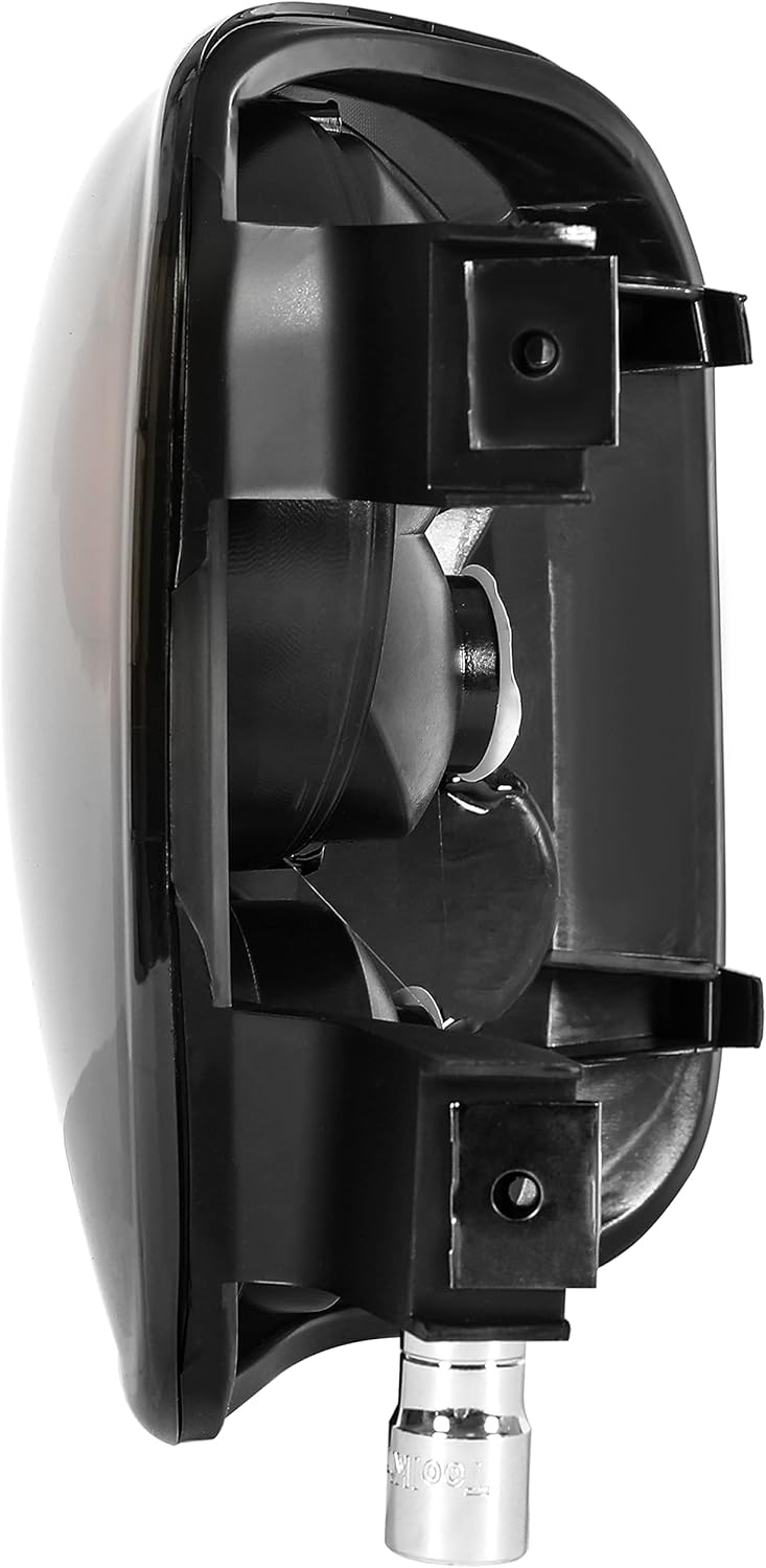 HECASA Tail Light Pair Compatible with 1999-2004 Chevy Silverado GMC Sierra Stepside Brake Lamps Black Housing Smoke Lens (w/o Bulbs)