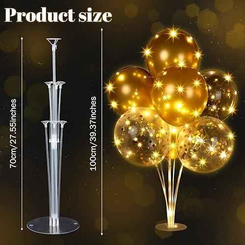 Miniatura 4 de Junkin Juego de 6 centros de mesa de globos para mesa con tira de luces LED, 60 globos iluminados, soporte para globos para mesa de baby shower,