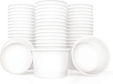 Lakesstory Paper Ice Cream Cups 4oz Small White Dessert Bowls Frozen Yogurt Cup White Dessert Bowls Frozen Dessert Supplies Pack of 50 count