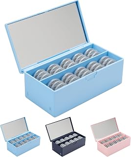 Daily Contact Lens Case - Travel Contact Case, Daily Lens Organizer, Flip Top Eye Contacts Carrier for Disposable Lenses & Dailies, Light Blue