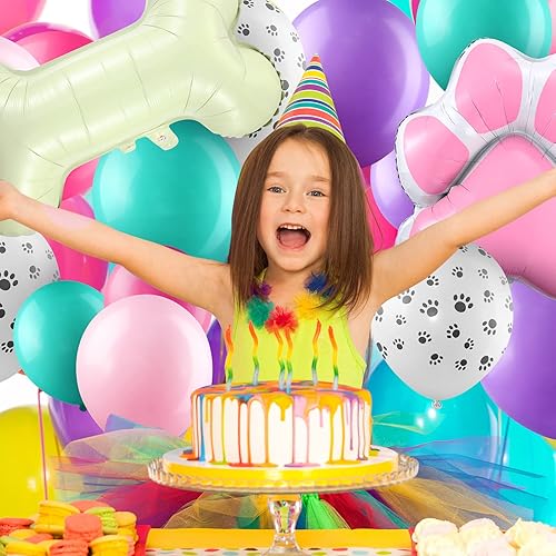 Miniatura 7 de Civaner Juego de guirnalda de globos impresos con diseño de pata de perro, 164 unidades, diseño de dibujos animados, huesos de látex y patas