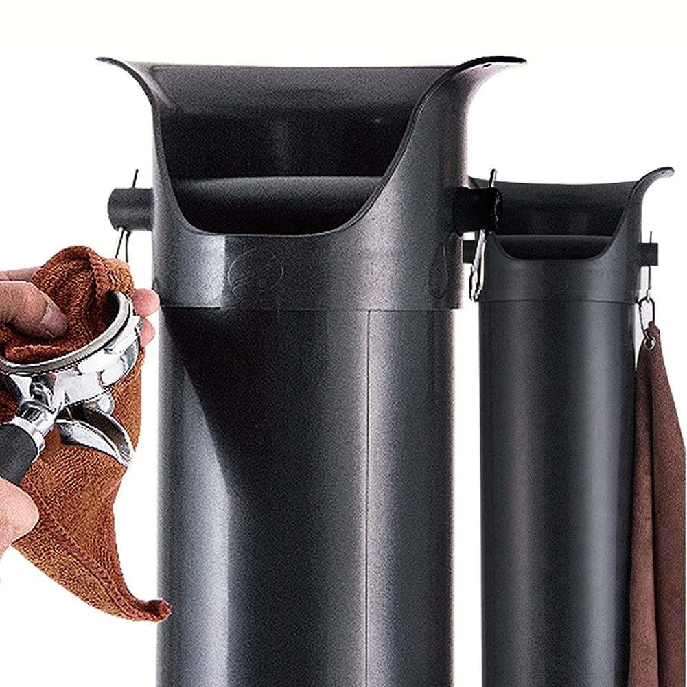 Negro Caja De Golpe De Café Contenedor De Descarga De Espresso Absorbente De Golpes Durable Estilo Barista Cubo De Expreso Con Knock Bar Extraíble, Trapo Y Base Antideslizante (Ronda)