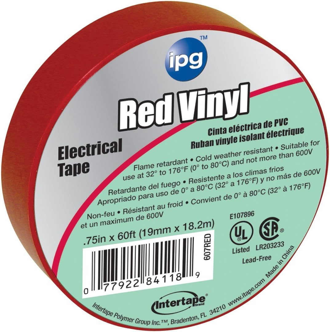 Intertape Polymer Group 85832 3/4" x 60' Red Vinyl Electrical Tape