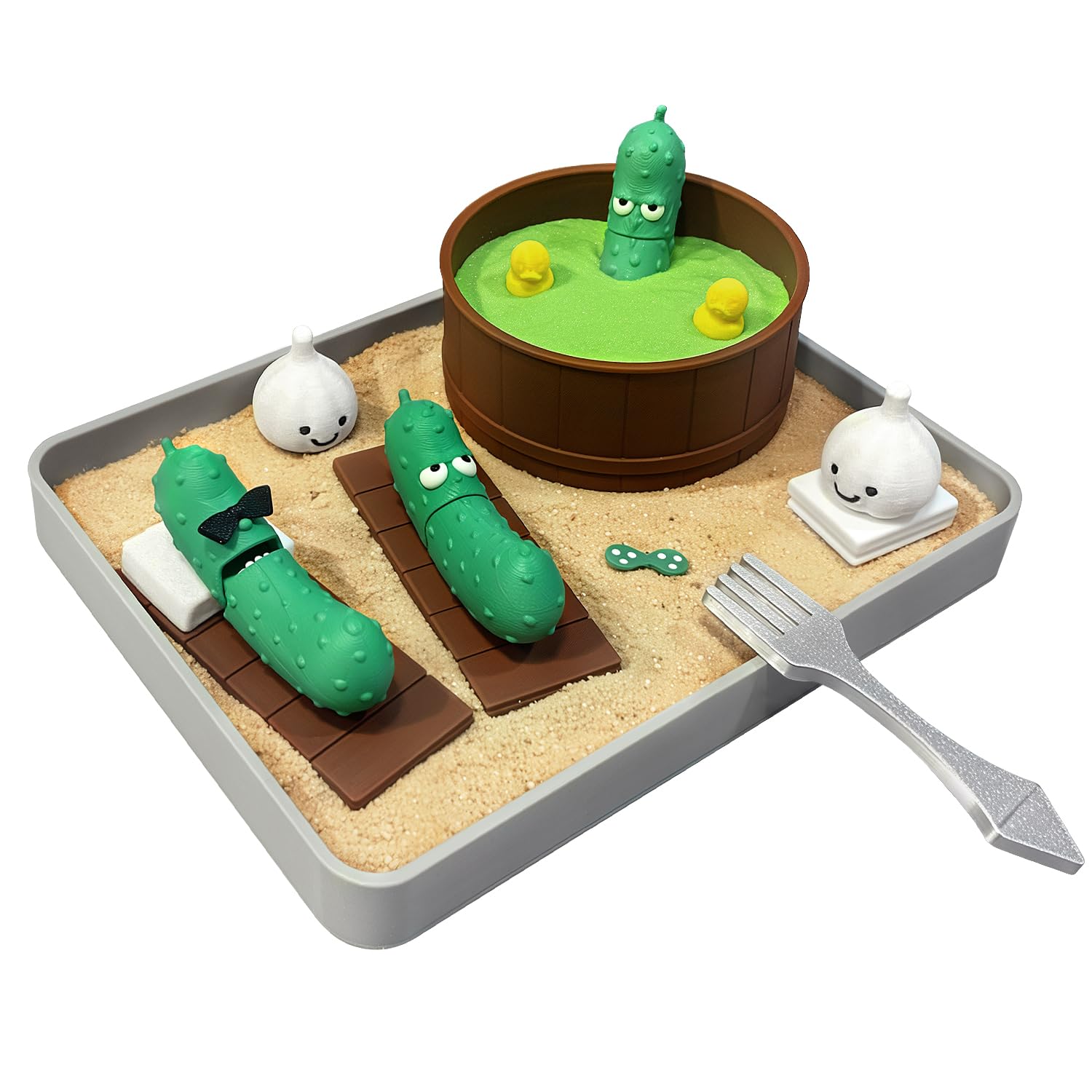 Estairkas Mini Pickle Zen Garden for Desk, Desktop Zen Sand Garden Desk Decor Accessories, Funny Office Stress Relief Sandbox, Coworker Gift, Birthday, Friends