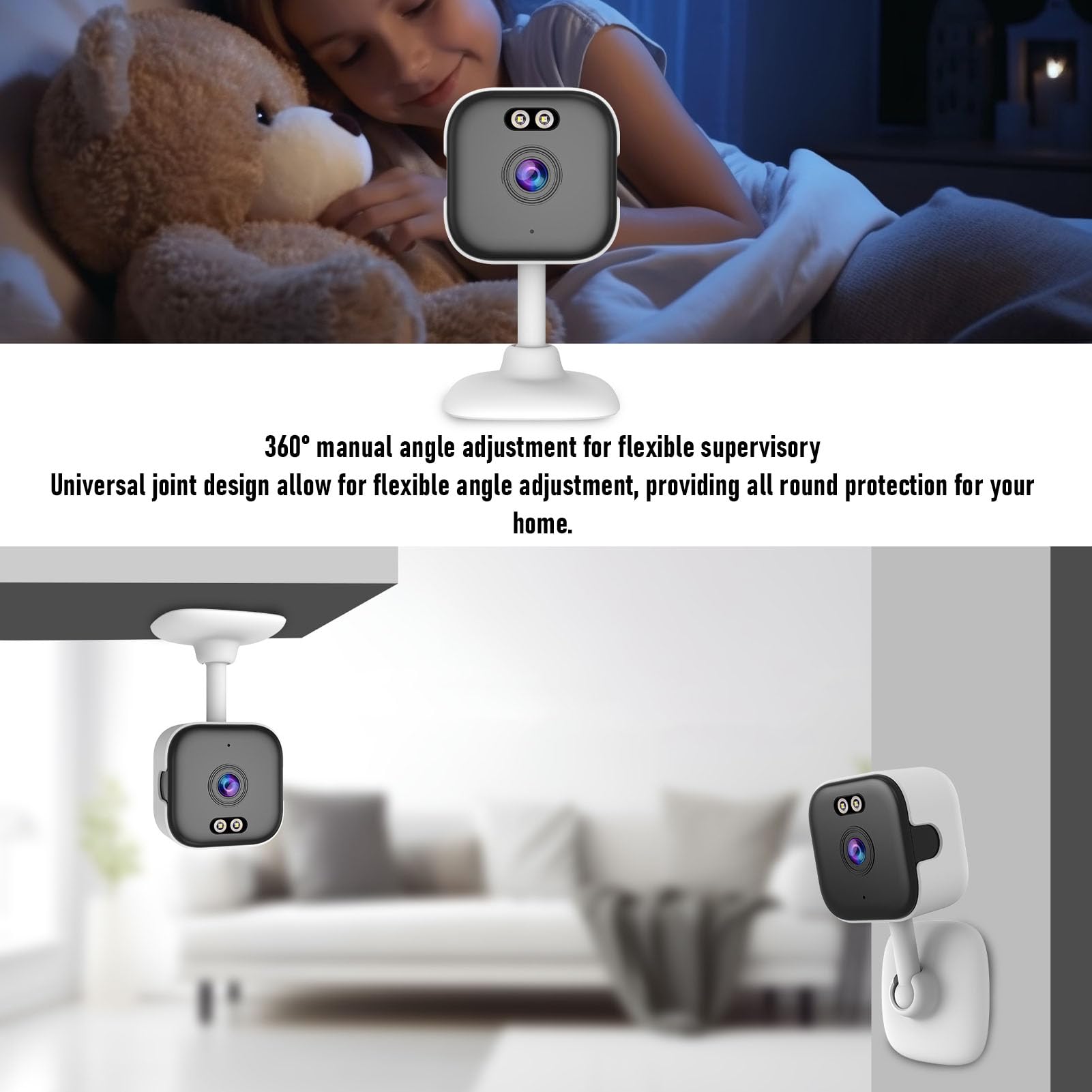Tangxi Telecamere 2K per Sicurezza Domestica, Telecamera Interna per Cani, Gatti, Animali Domestici, Tata, Neonati, Anziani, App per Telefono, Videocamera HD da 3 MP con WiFi Dual Band