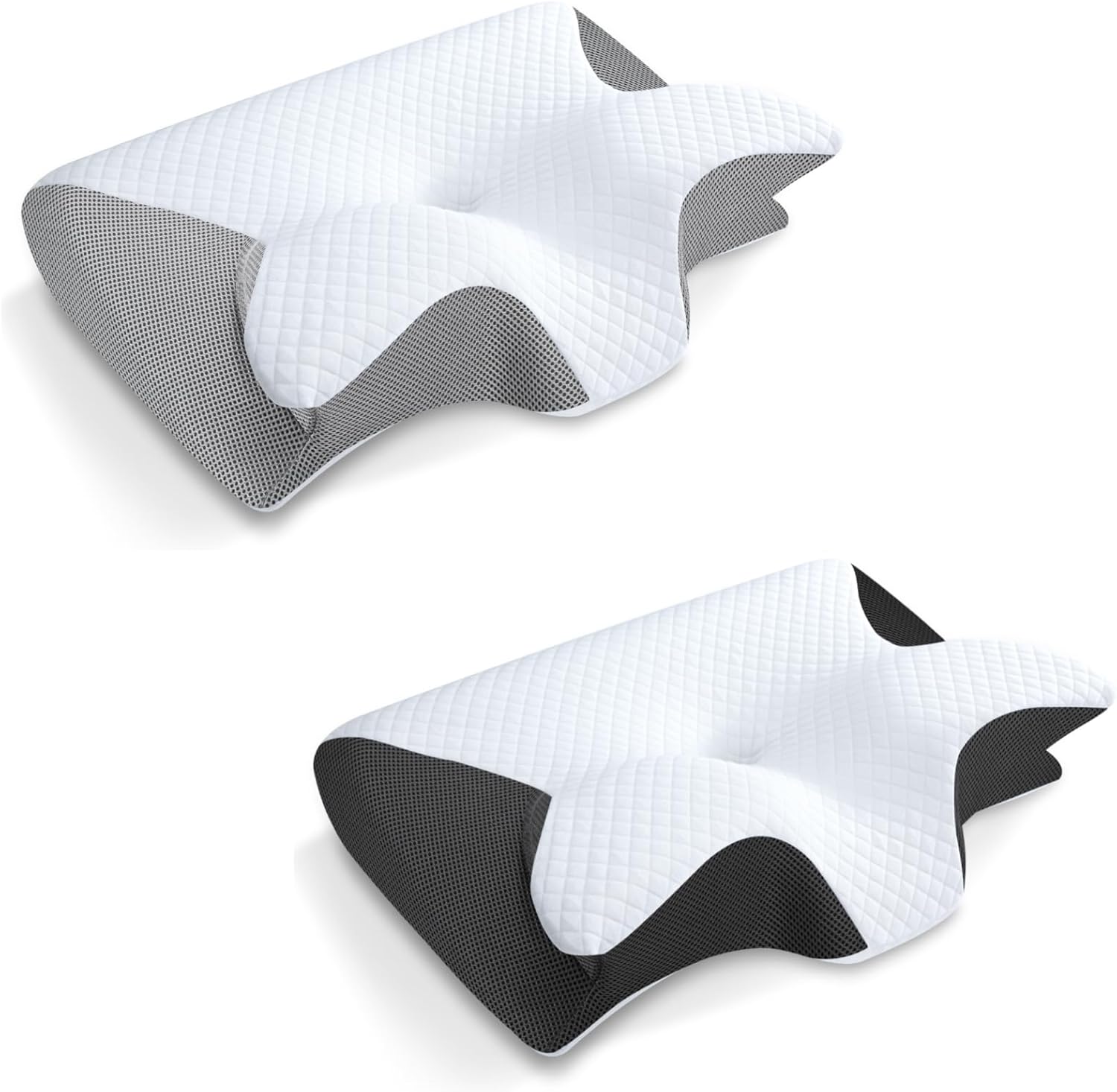 HOMCA Memory Foam Cervical Pillow, 2 in 1 Ergonomic Contour Orthopedic Pillow for Neck Pain, Contoured Support Pillows for Side Back Stomach Sleepers