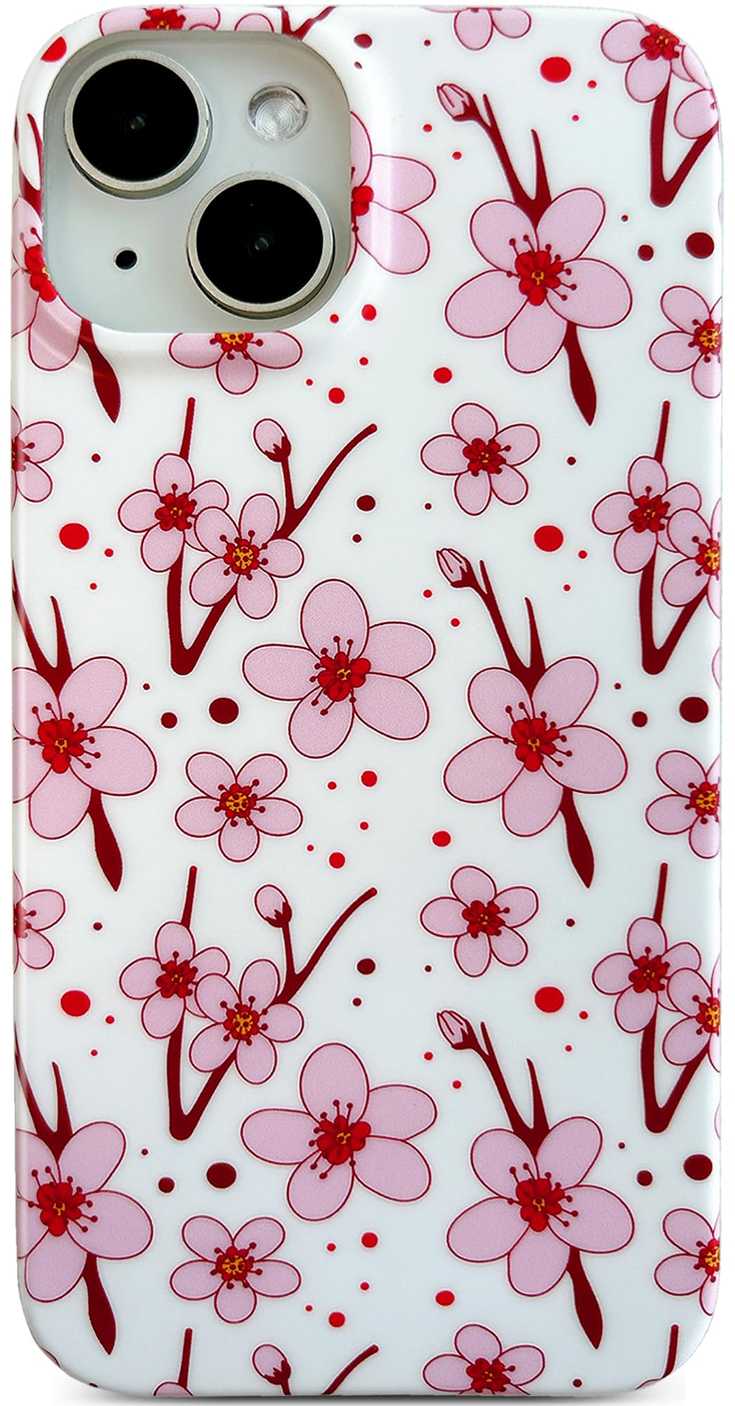 Qokey Compatible for iPhone 15 Case 6.1", Eastern Plum Blossom Design, Bumper Lightweight Slim Fit Shell Pattern, Matte Soft TPU Shockproof Phone