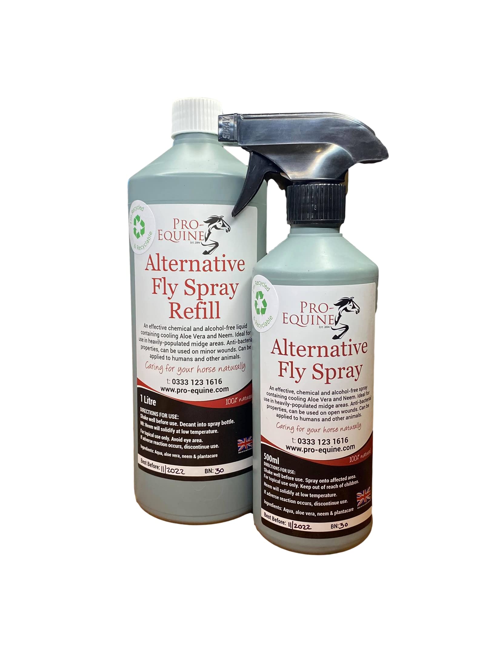 Pro-EquineNEEM HORSE SPRAY AND REFILL SAVINGS PACK, 500ML + 1000ML.