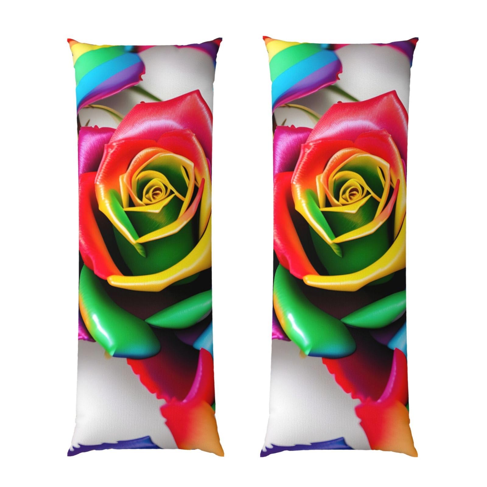 Taie d'oreiller longue roses arc-en-ciel en microfibre ultra douce esthétique