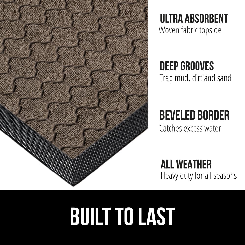 GORILLA GRIP 100% Waterproof All-Season WeatherMax Doormat, 72x24, US Designed Natural Rubber, Stain and Fade Resistant, Low Profile Indoor Outdoor Door Mats, Easy Clean Patio Mat, Latte Quatrefoil - Image 2