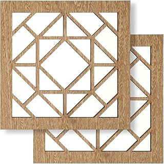 KOYILTD 2 PCS Square Wall Mirror, Rustic Farmhouse Decorative Mirrors, 12 inch Mirror Art for Bathroom, Bedroom, Living Ro...