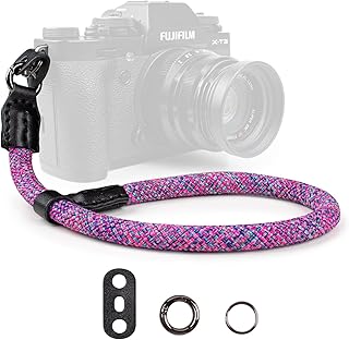 VOVMOEYA Rope Camera Wrist Strap,Camera Hand Strap Sony A6400 A6000 A7 IV Fujifilm X100V Nikon Zf Z30 Canon EOS R6 R7 R8 R10 Camera Wrist Straps for dslr - Camo Purple