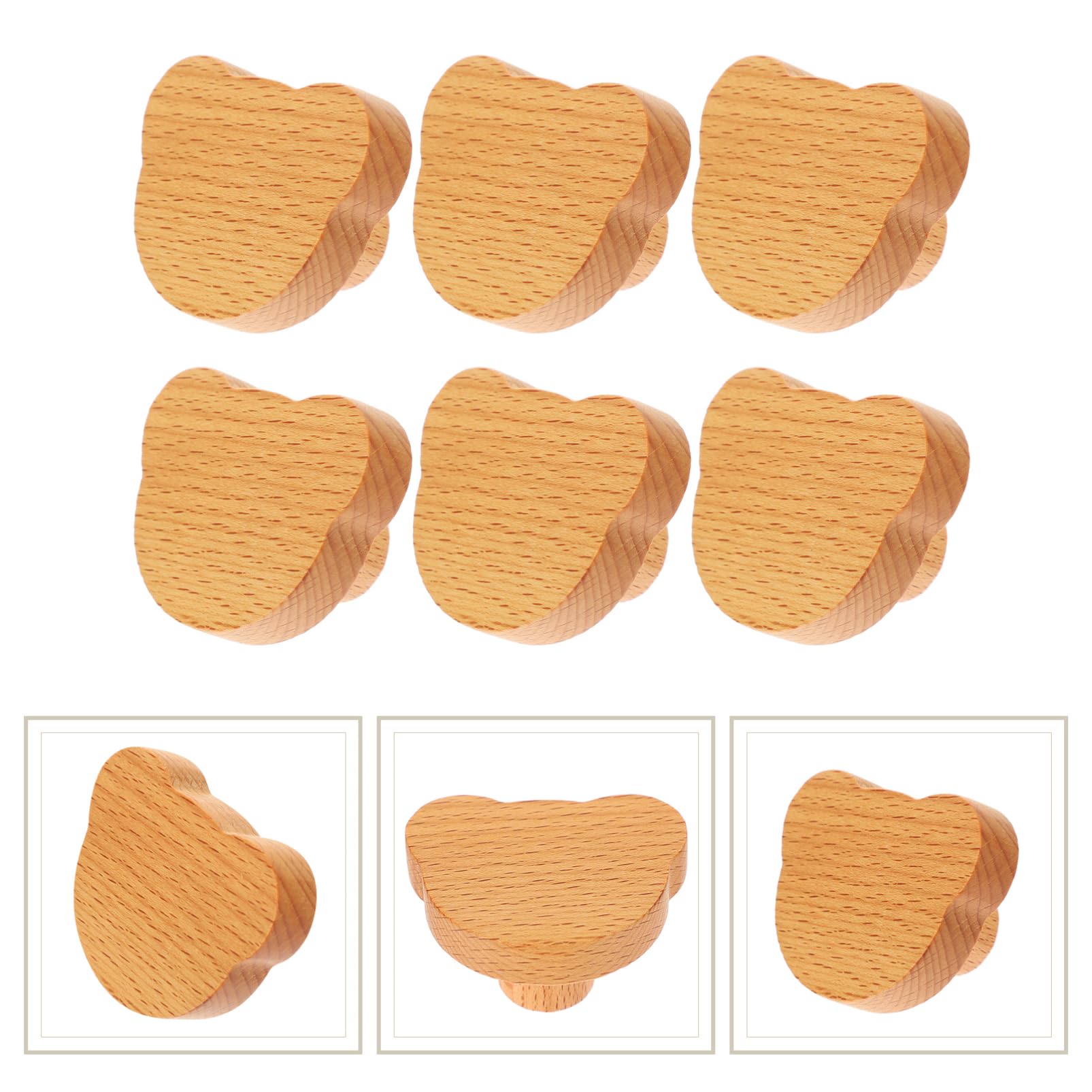 jojofuny Boutons De Meubles En Bois Ours Poignées De Tiroir En Bois Cartoon Robuste Pour Armoires Et Commodes Lot De 6 Pièces Installation Vis Mobilier Garçon Et Filles