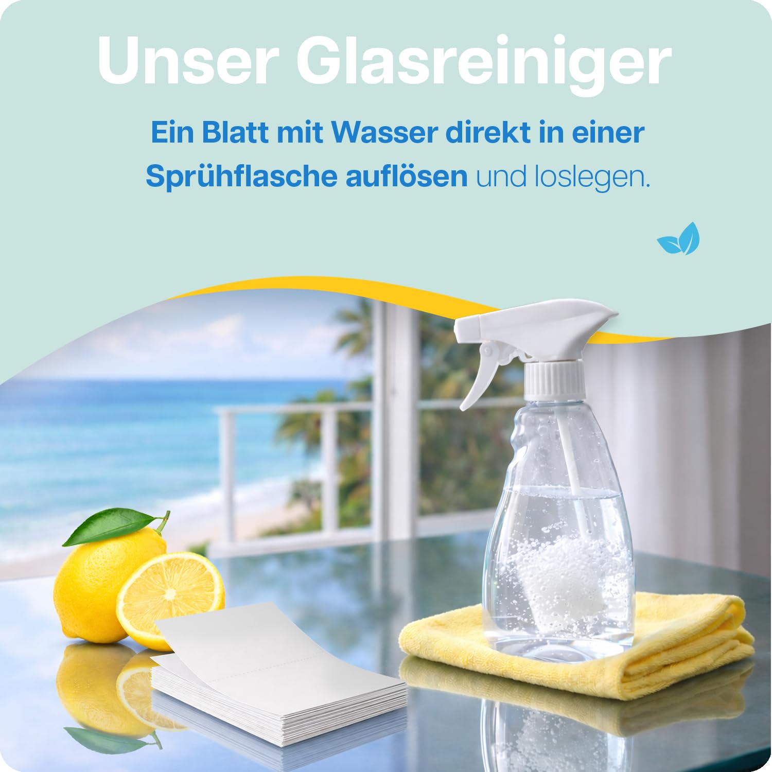 Haushaltsreiniger Bundle - 3x64 Anwendung inkl. Glasreiniger, Bodenreiniger und WC Reiniger - frischer Zitronenduft, ohne Mikroplastik