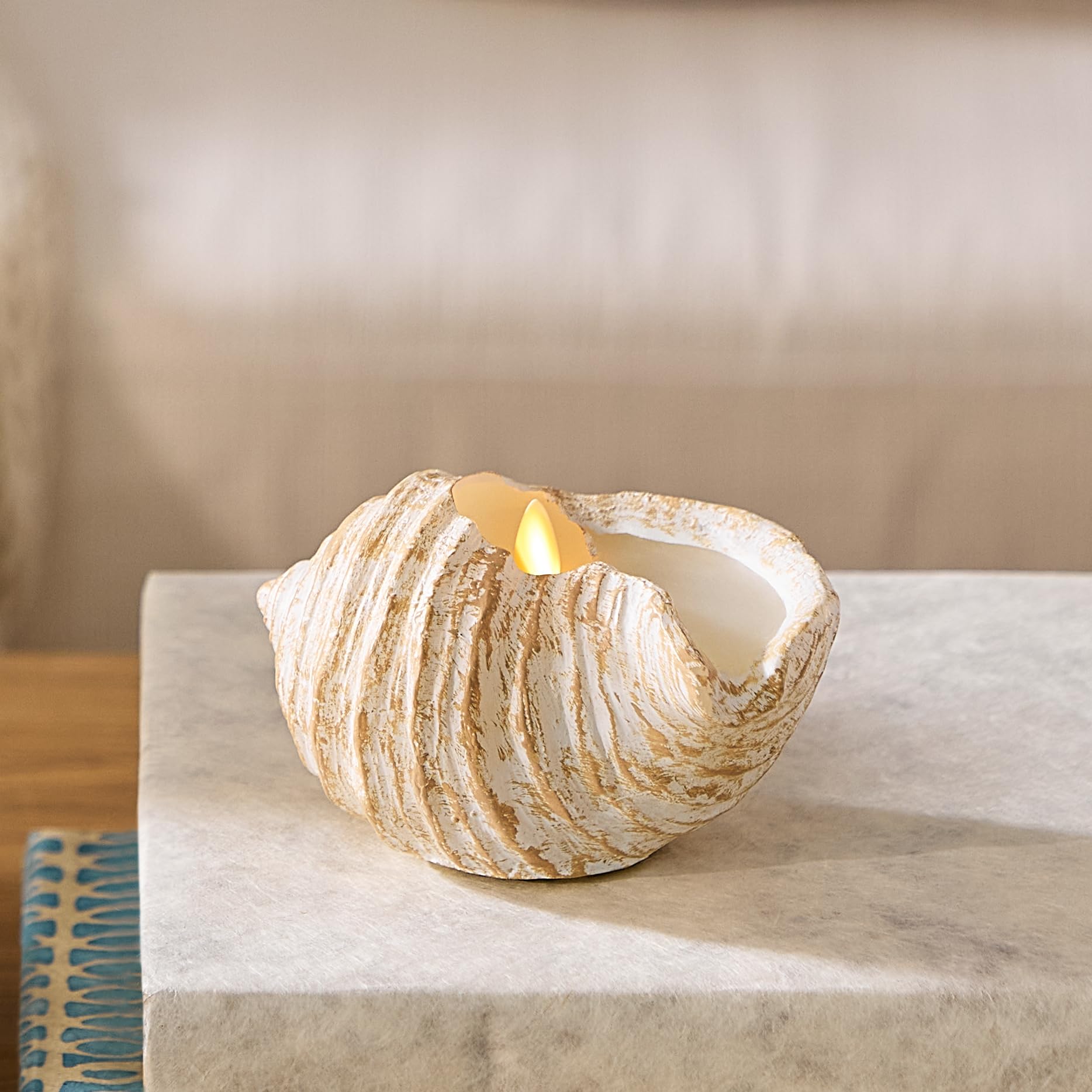 Luminara - Bianco senza fiamma candela Tunshell - 13,2 x 8,1 cm