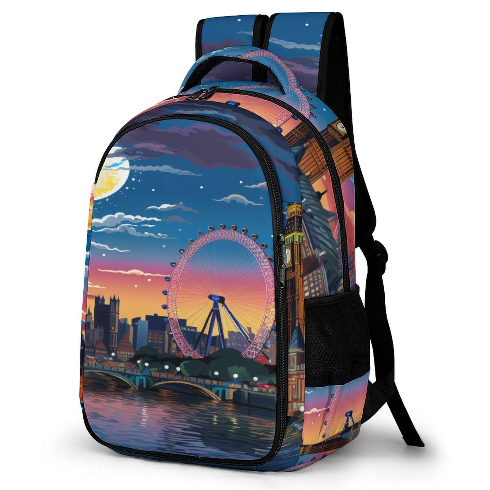 Tnfhsoft Unisex Kids London Cityscape-2 London Cityscape Kids Childrens Backpack Ackpack School Rucksack Personality Travel Bag Boys Girls With Side Mesh Pocket One Size