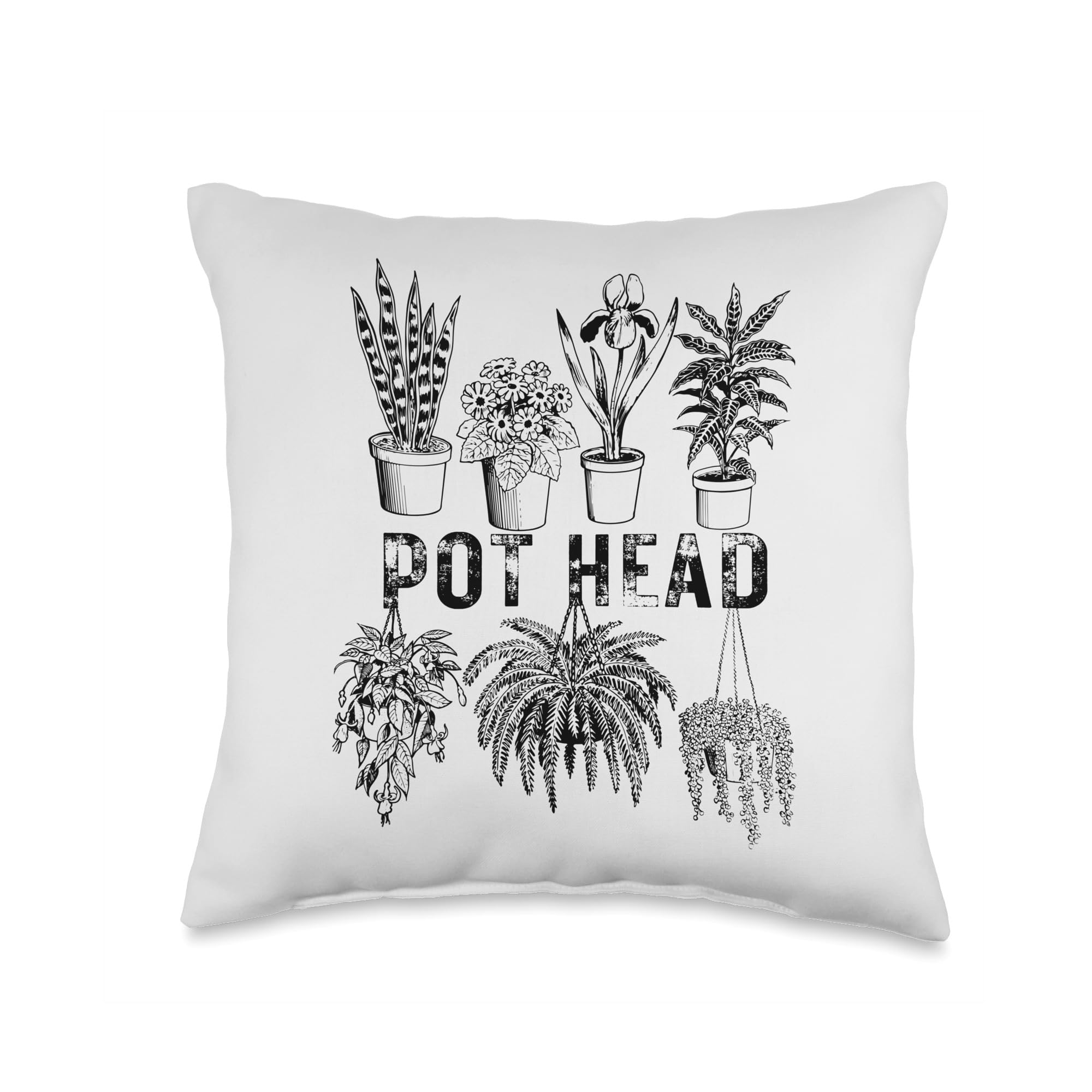 POT HEAD Houseplants Gardener Funny House Plants Throw Pillow