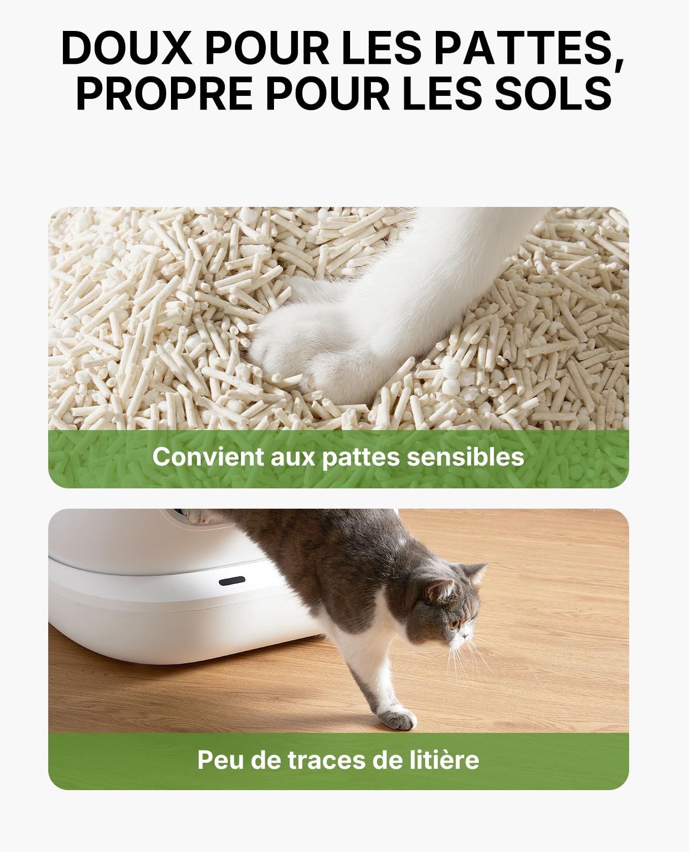 PETKIT Llitiere pour Chats New Botanical Hybrid, Ingrédients Naturels, Agglutination Rapide,Réduction des Odeurs, Facile à Ramasser, Pas de Poussière (Quatre Sacs,2.4kg/Sac)