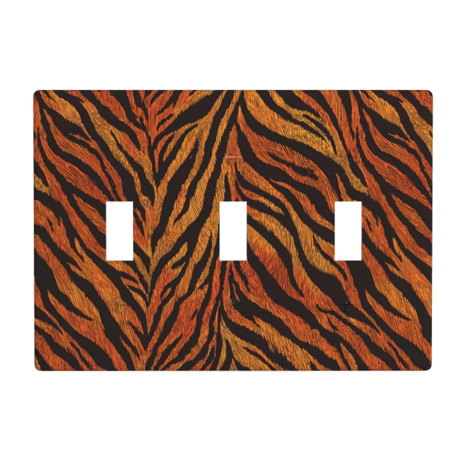 Tiger Stripes Pattern Light Switch Covers 3 Gang Triple Toggle Wall Plate Switchplate Electrical Faceplate for Bathroom Kitchen Bedroom Decor