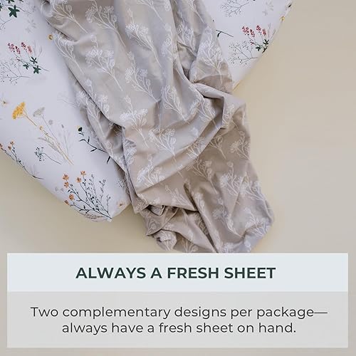 Vista 39 de Pobibaby - Paquete de 2 sábanas de moisés de alta calidad para moisés estándar - Tejido de punto de jersey ultrasuave, elegante patrón floral