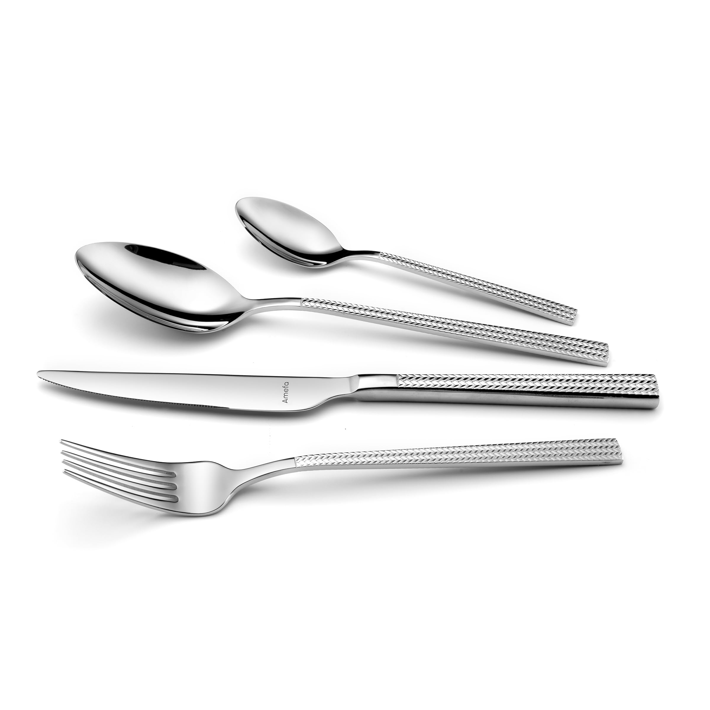 Amefa Chic - Cubertería, 24 cubiertos de mesa, para 6 personas, acero inoxidable 18/0, acabado brillo