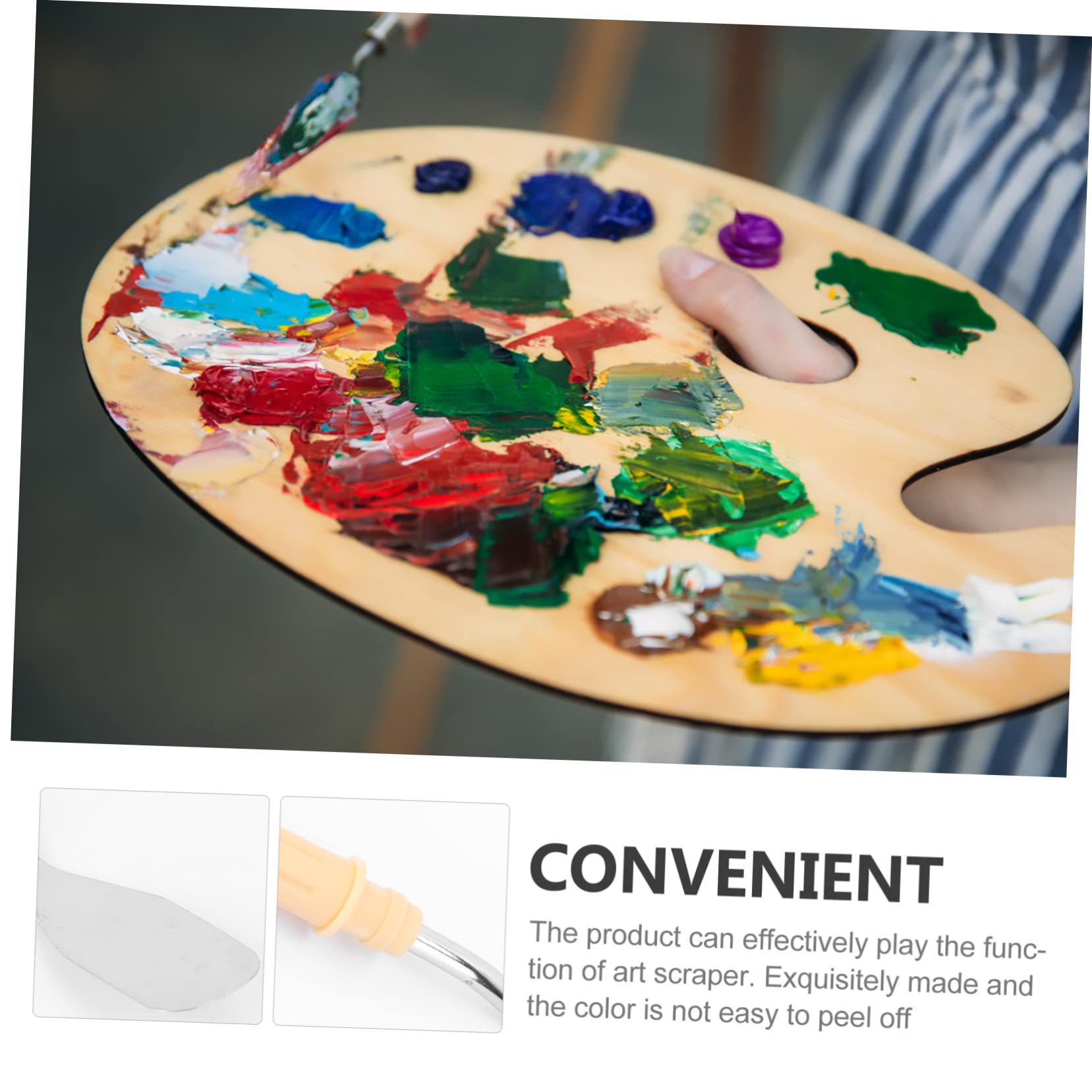 LALAFINA 2sets Oil Painting Palette Scraper Knife Multi-function Pigment Mixing Tool Ergonomic Design 5pcs*2