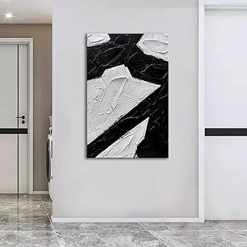 Amazon.co.jp: zoinart 手描き 白黒キャンバスウォールアート