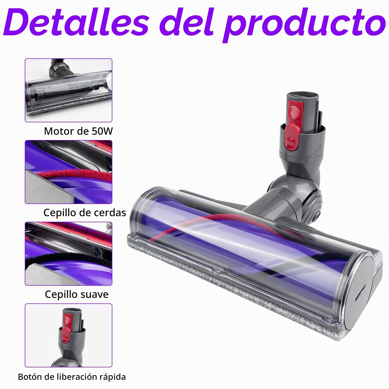 Cepillo Motorizado, Cepillo de Repuesto Compatible con Dyson V7 V8 V10 V11 V15, Accesorio Recambios Aspiradoras, Brush Torque, para Alfombras y Suelos Duros y Esquinas Estrechas