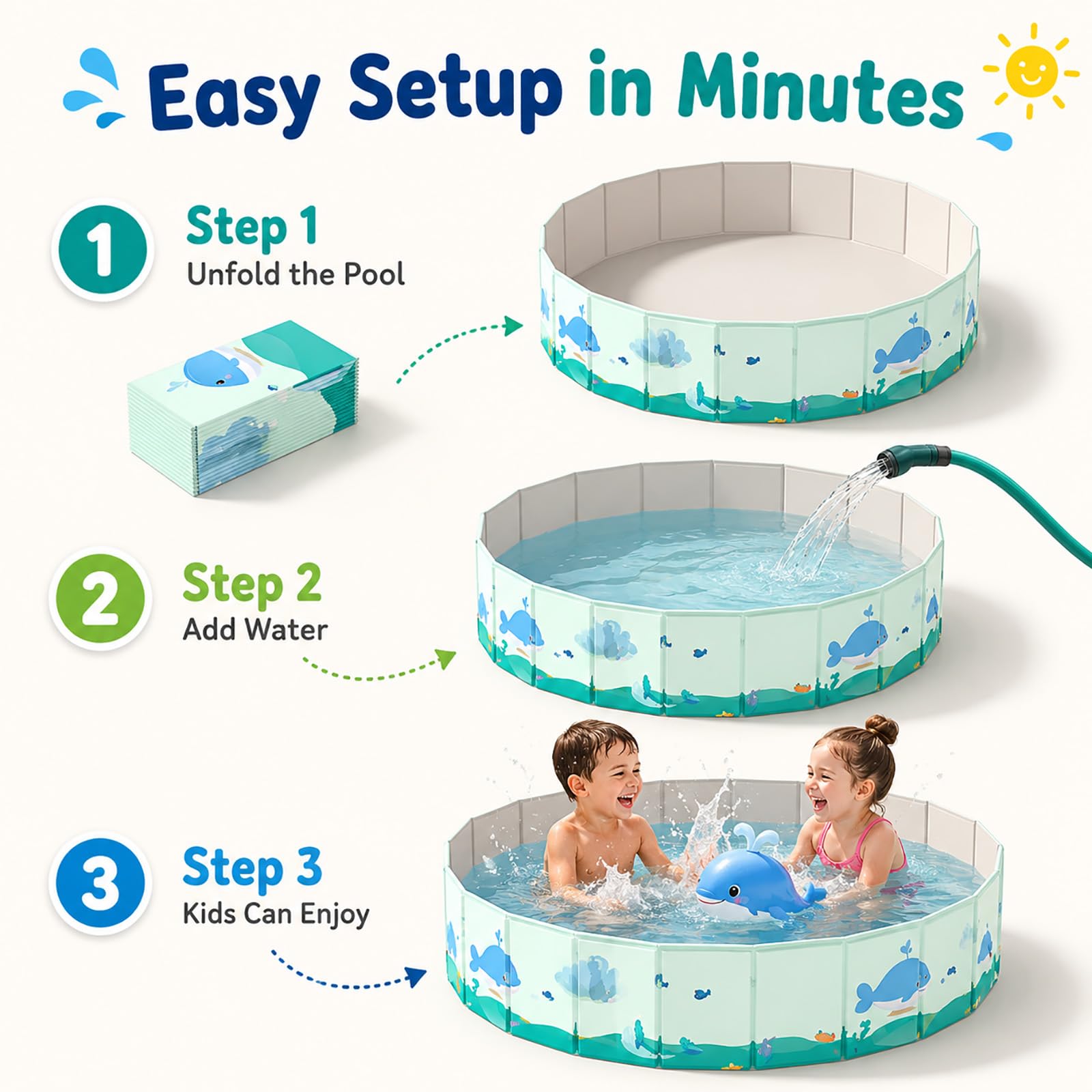 Piscine Pliable Enfant, Pataugeoire Ronde Non Gonflable