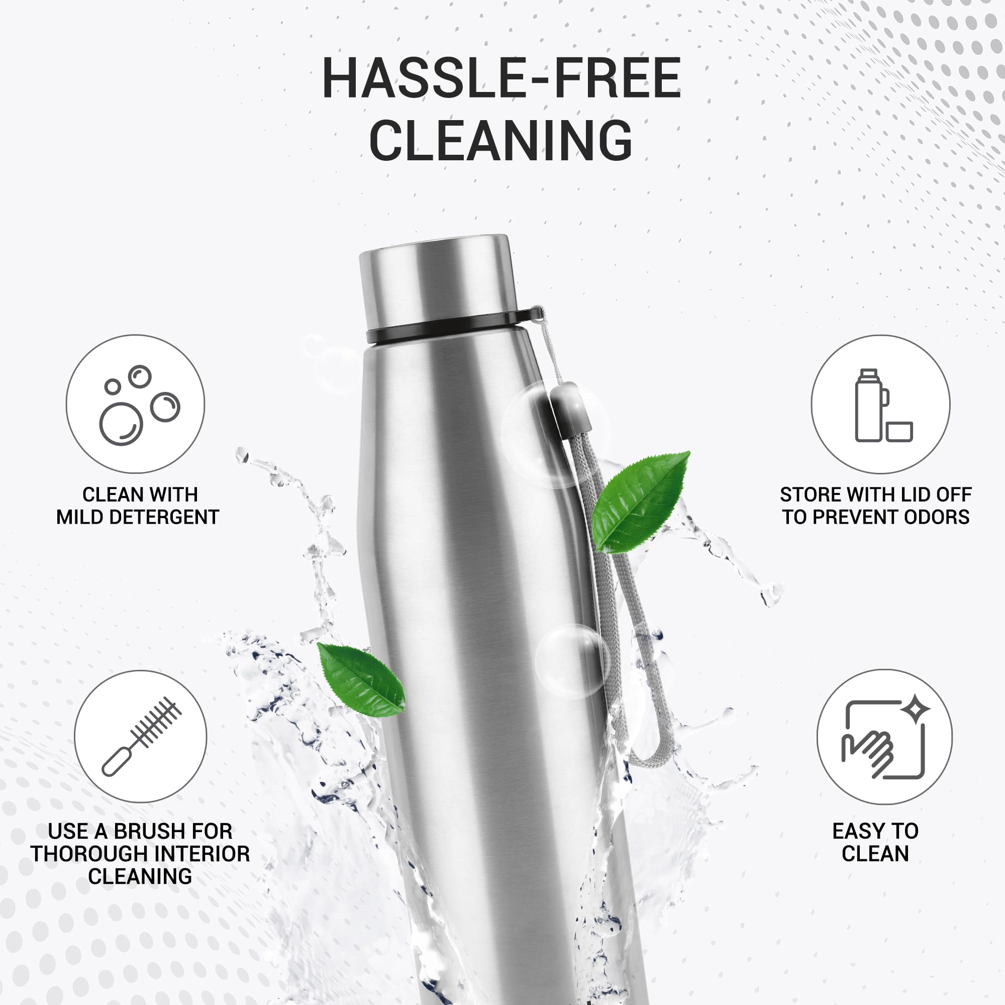 MILTON Drift 1000 Stainless Steel Water Bottle 950 ml, Set of 3, Single Walled, ISI Certified I Leak Proof Lid, Rust Proof I For School, Office, Gym I Silver — Amazon image 3