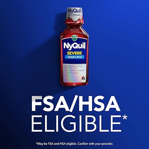 Miniatura 6 de Vicks NyQuil SEVERE Alivio nocturno de la tos alivio del resfriado y la gripe alivio del dolor de garganta fiebre y congestión sabor a bayas paquete
