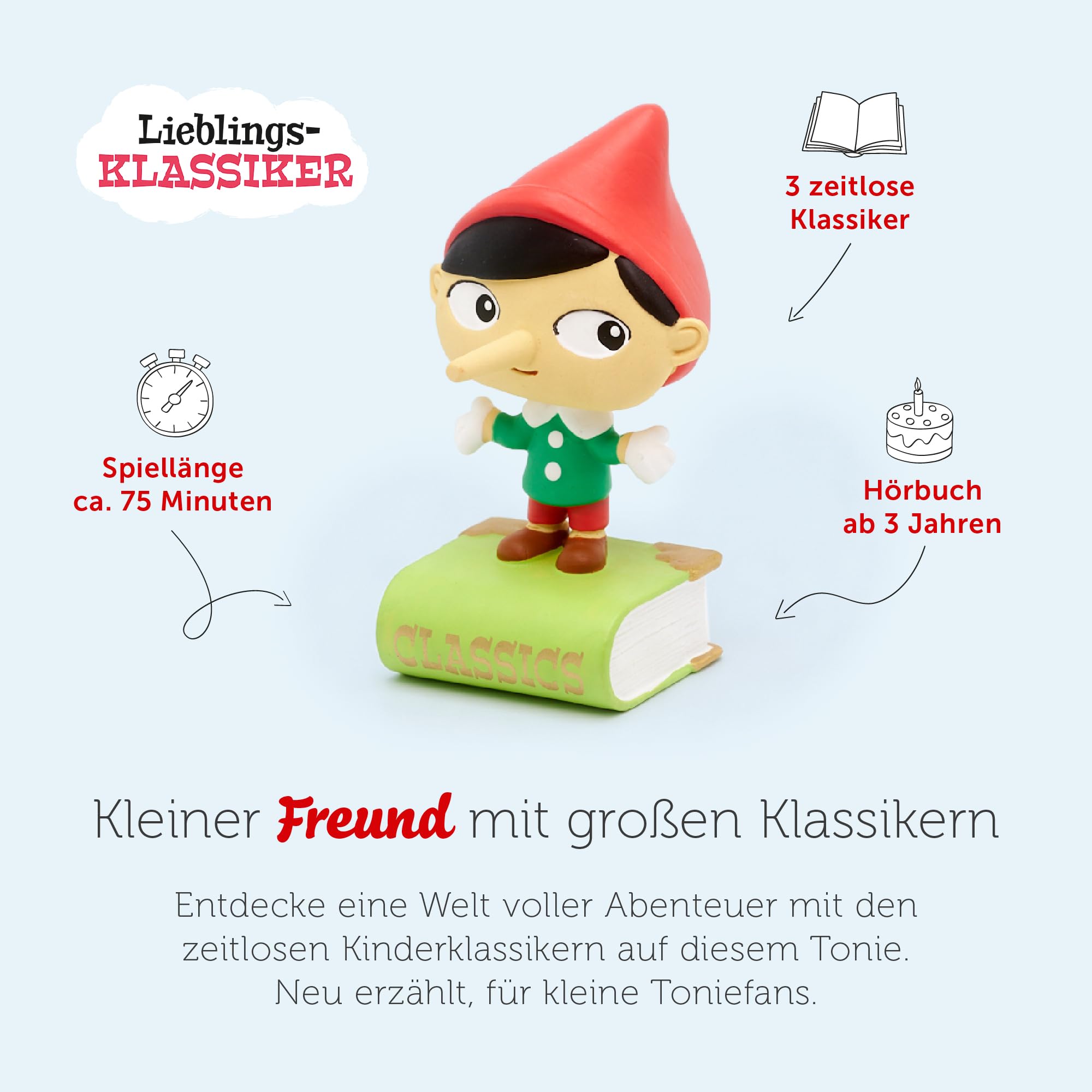 tonies Audio Figures for Toniebox Favourite Classics, Pinocchio and 2 Others, Audio Book for Children from 3 Years - Image 4